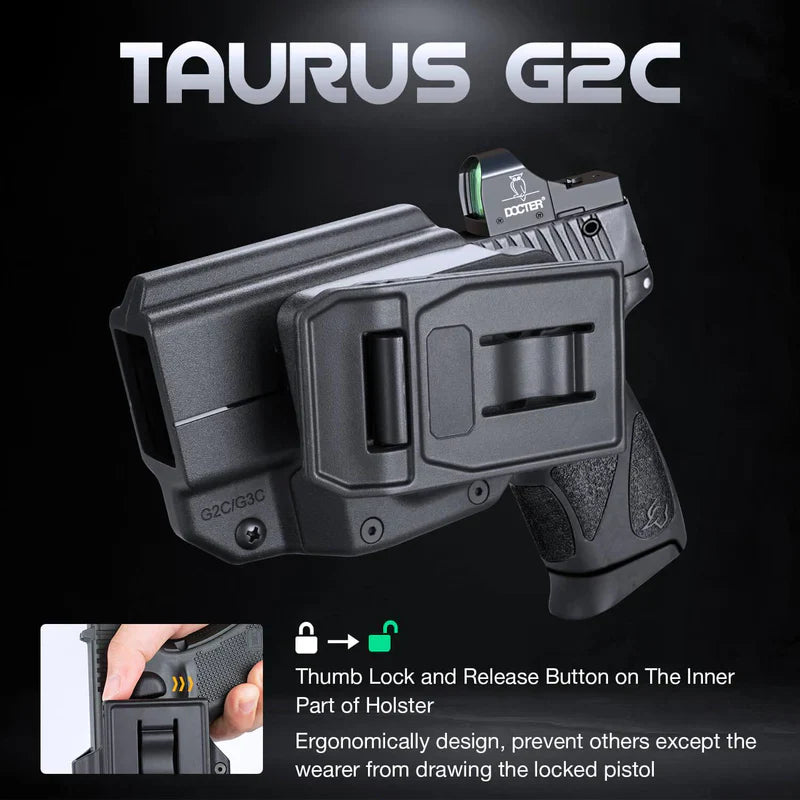 Polymer Red Dot Optics Cut Level II OWB Holster | Taurus G2C/G3/G3C/G3C TORO/PT111 Millennium G2/PT140 Millennium G2