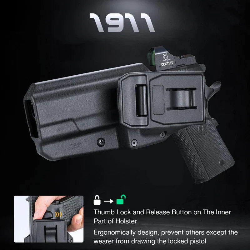 Polymer Red Dot Optics Cut Level II OWB Holster | 1911 .45 ACP