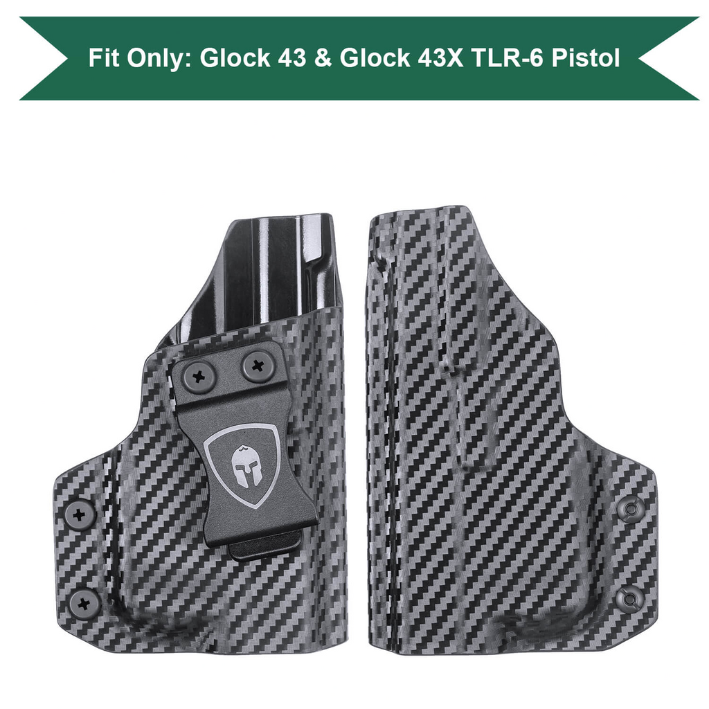 Carbon Fiber Kydex IWB Light Bearing, Trigger Guard TLR6 Appendix Concealment Holster | Glock 43/43X